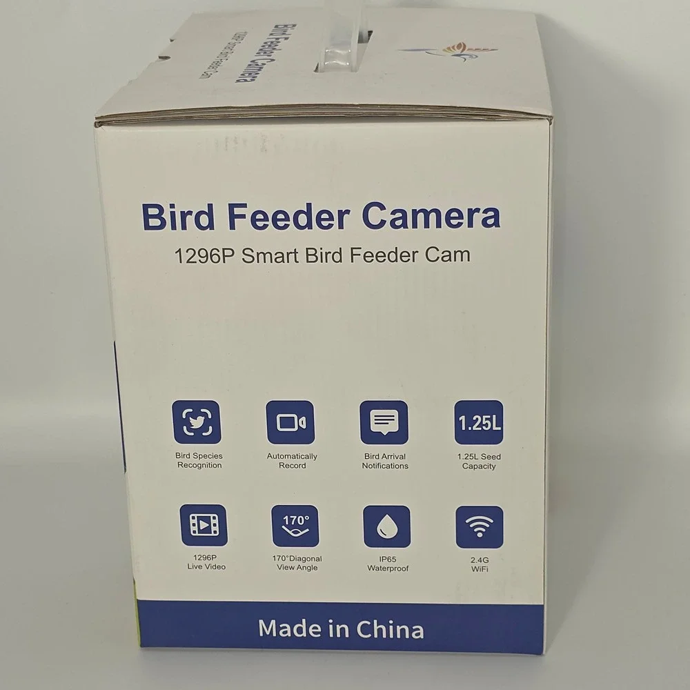 Smart Bird Feeder Camera 1296P HD WiFi Solar Powered Bird House IP65 Waterproof